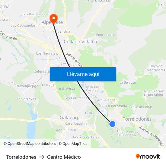 Torrelodones to Centro Médico map
