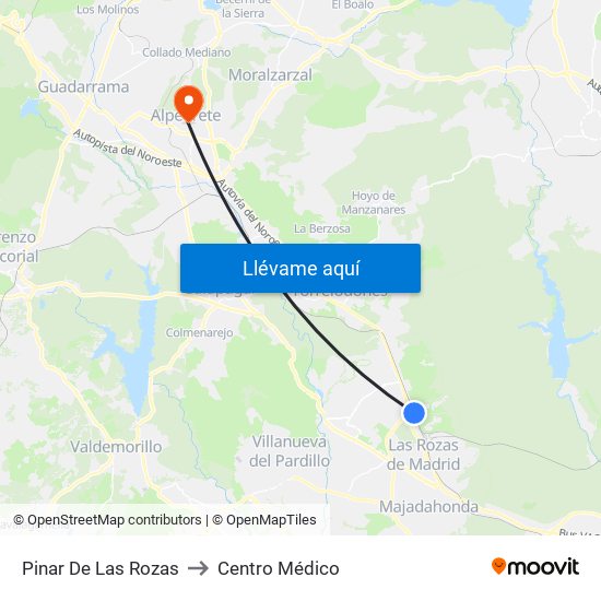 Pinar De Las Rozas to Centro Médico map