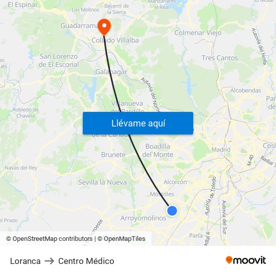 Loranca to Centro Médico map