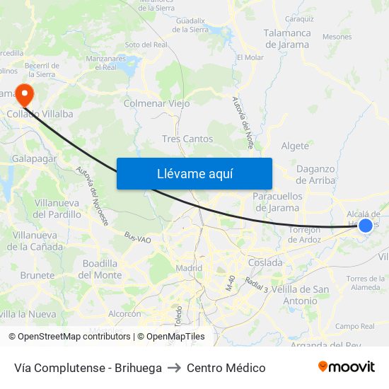 Vía Complutense - Brihuega to Centro Médico map