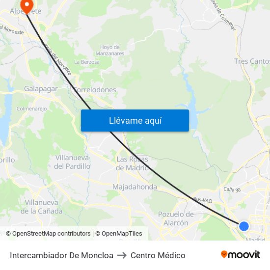 Intercambiador De Moncloa to Centro Médico map