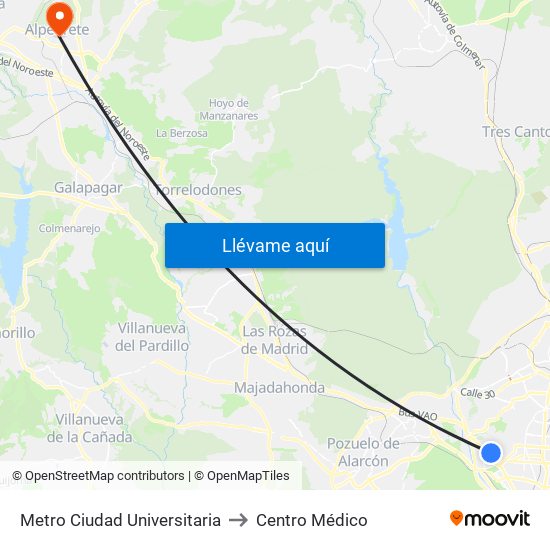 Metro Ciudad Universitaria to Centro Médico map