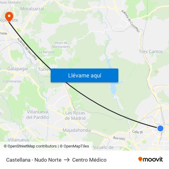 Castellana - Nudo Norte to Centro Médico map