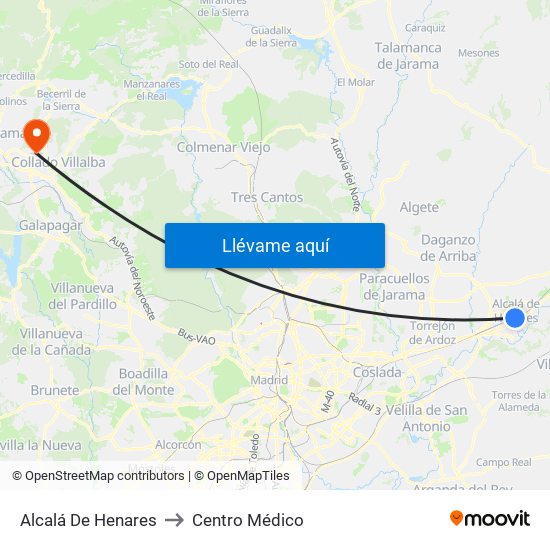 Alcalá De Henares to Centro Médico map