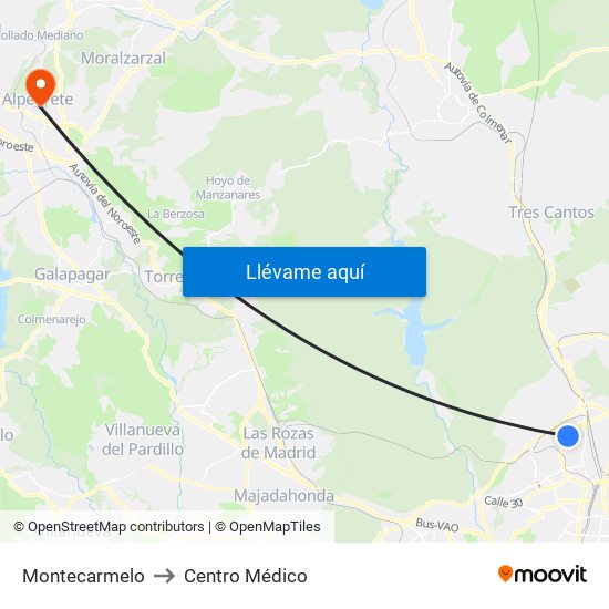 Montecarmelo to Centro Médico map
