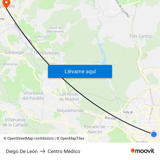 Diego De León to Centro Médico map