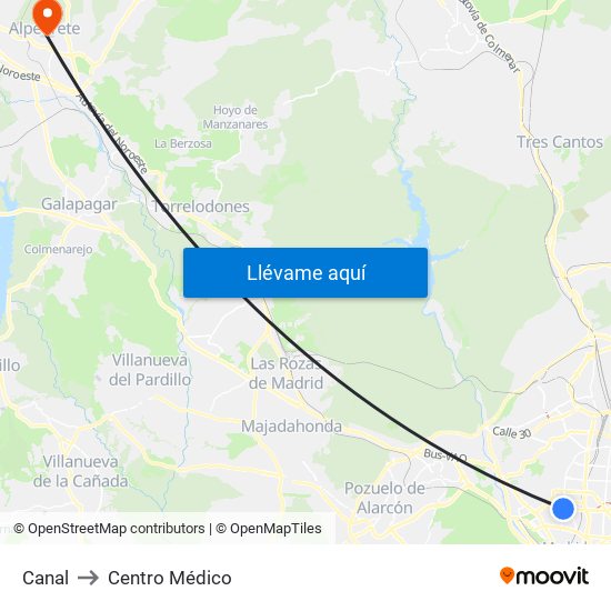Canal to Centro Médico map