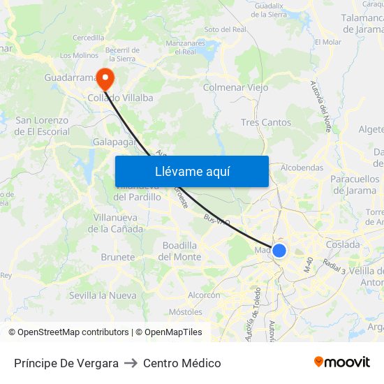 Príncipe De Vergara to Centro Médico map