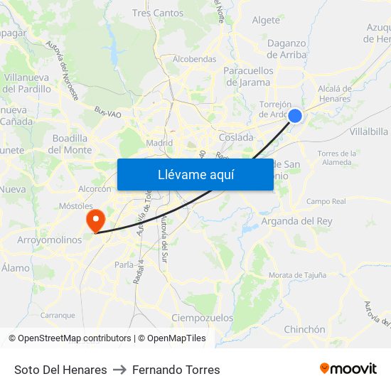 Soto Del Henares to Fernando Torres map