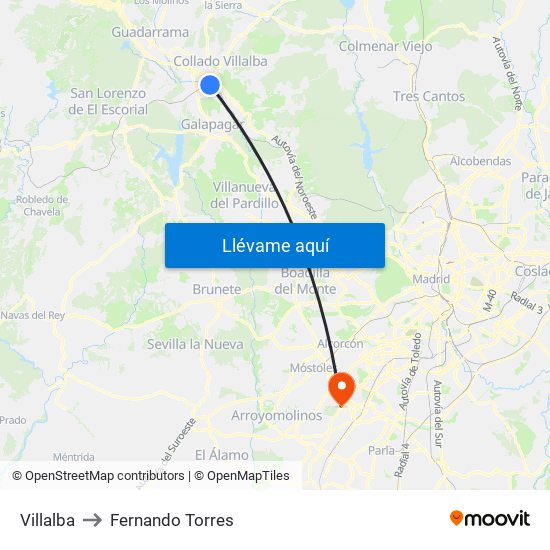 Villalba to Fernando Torres map