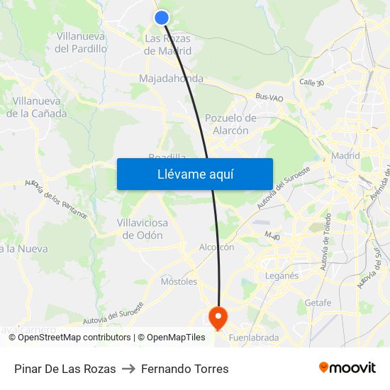 Pinar De Las Rozas to Fernando Torres map