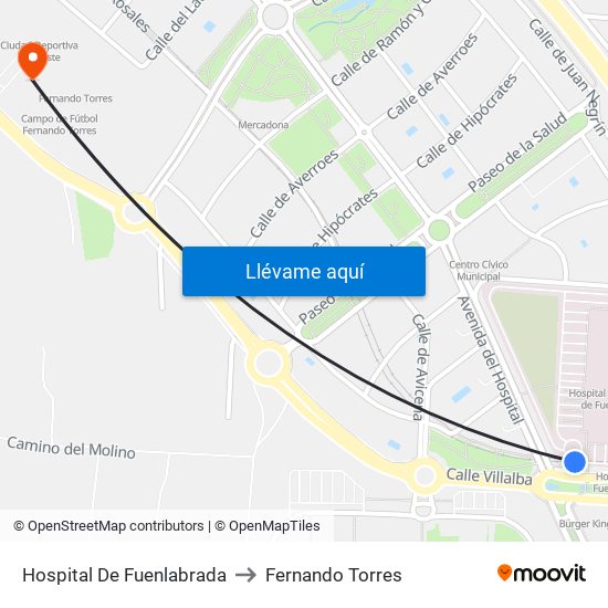 Hospital De Fuenlabrada to Fernando Torres map
