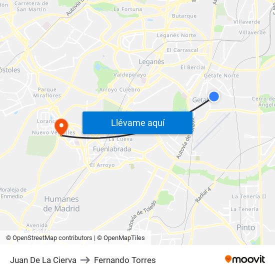 Juan De La Cierva to Fernando Torres map