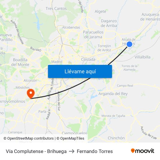 Vía Complutense - Brihuega to Fernando Torres map