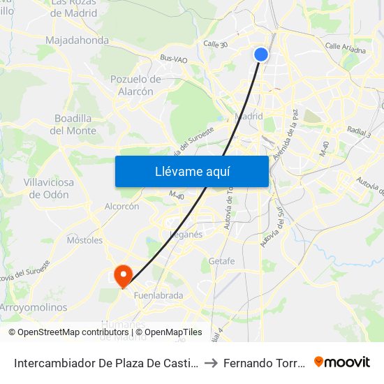 Intercambiador De Plaza De Castilla to Fernando Torres map