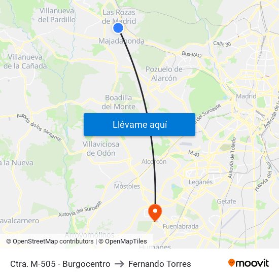 Ctra. M-505 - Burgocentro to Fernando Torres map