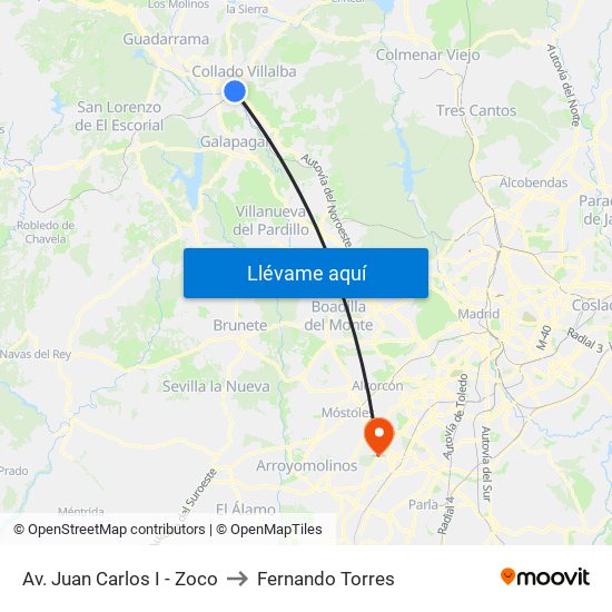 Av. Juan Carlos I - Zoco to Fernando Torres map