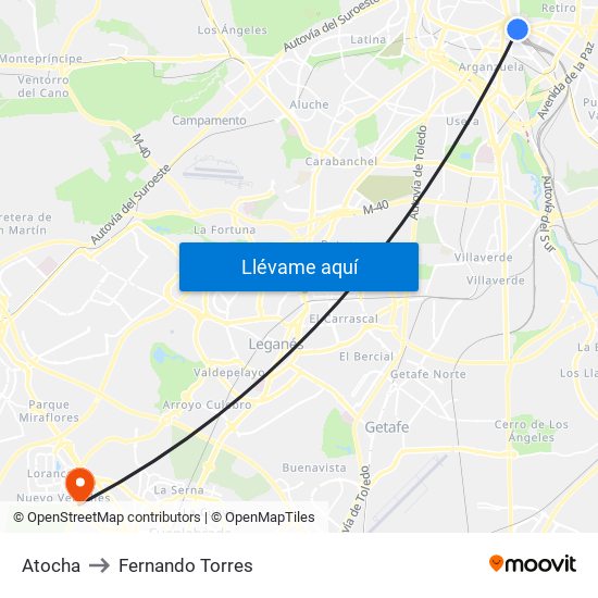 Atocha to Fernando Torres map