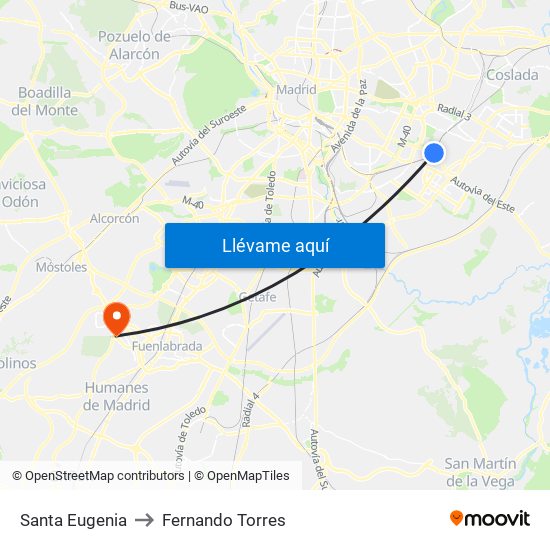 Santa Eugenia to Fernando Torres map