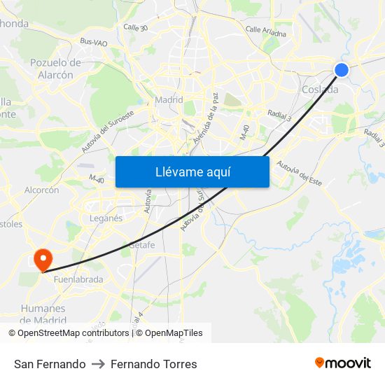 San Fernando to Fernando Torres map