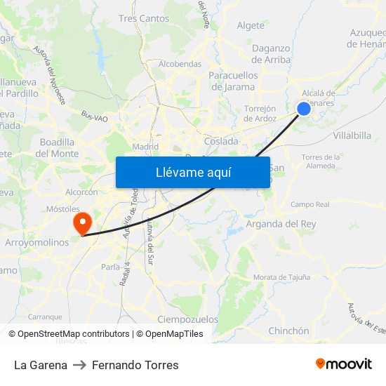 La Garena to Fernando Torres map