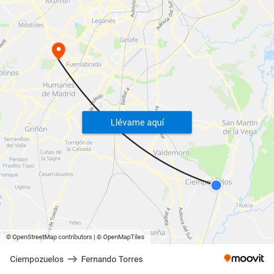 Ciempozuelos to Fernando Torres map