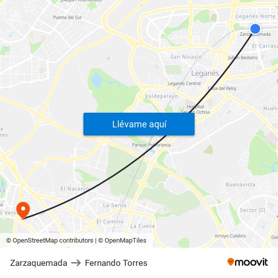 Zarzaquemada to Fernando Torres map