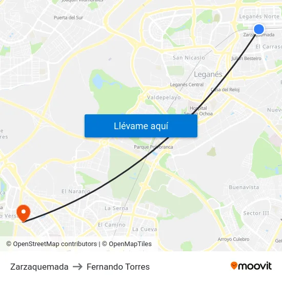 Zarzaquemada to Fernando Torres map