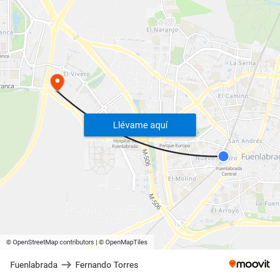 Fuenlabrada to Fernando Torres map