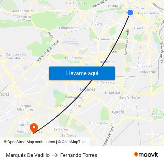 Marqués De Vadillo to Fernando Torres map