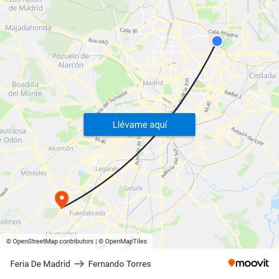 Feria De Madrid to Fernando Torres map