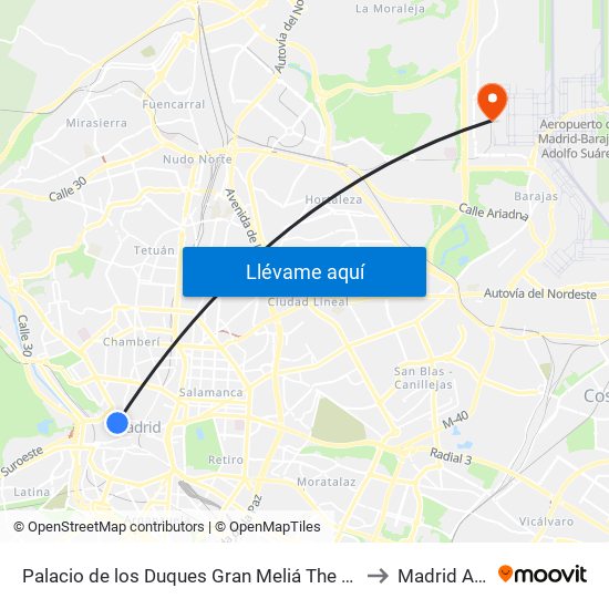 Palacio de los Duques Gran Meliá The Leading Hotels of the World Madrid to Madrid Airport MAD map