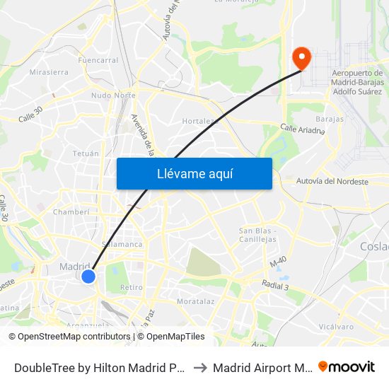 DoubleTree by Hilton Madrid Prado to Madrid Airport MAD map