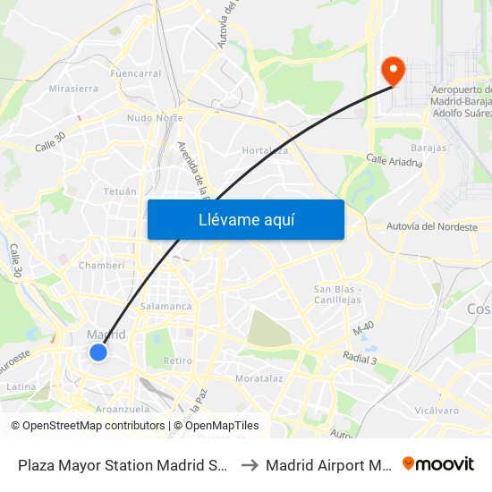 Plaza Mayor Station Madrid Spain to Madrid Airport MAD map