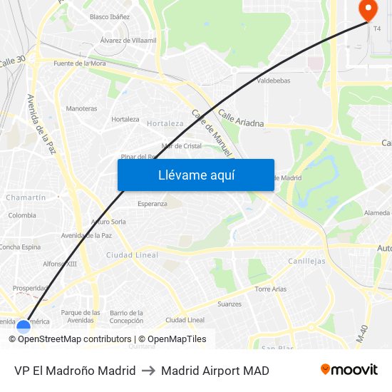 VP El Madroño Madrid to Madrid Airport MAD map
