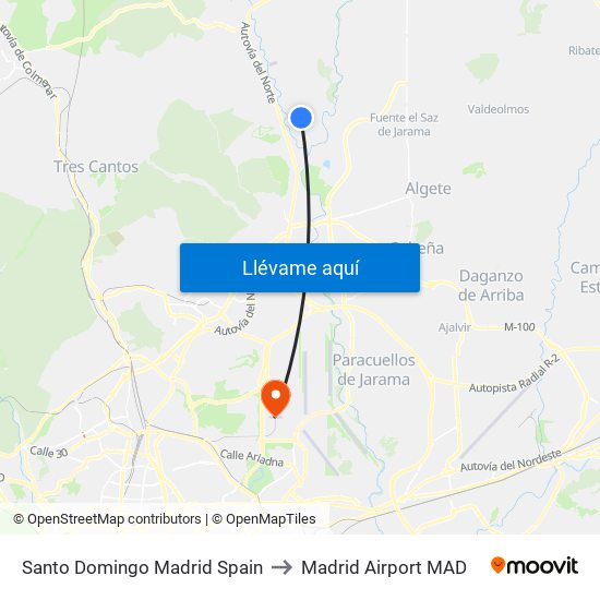 Santo Domingo Madrid Spain to Madrid Airport MAD map