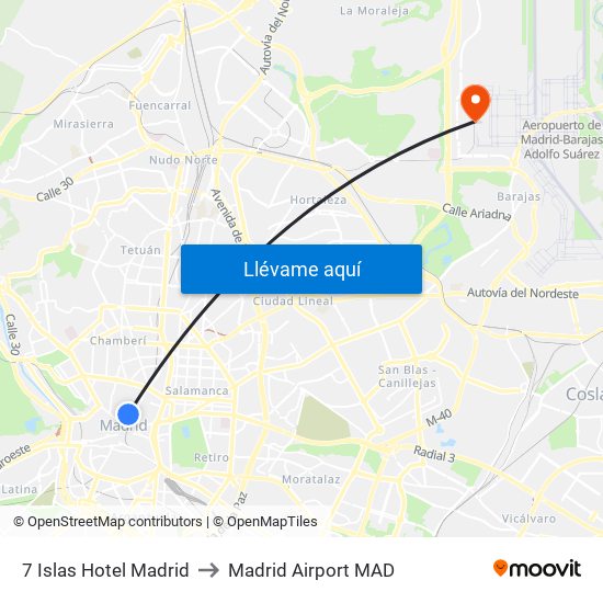 7 Islas Hotel Madrid to Madrid Airport MAD map