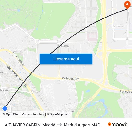 A Z JAVIER CABRINI Madrid to Madrid Airport MAD map