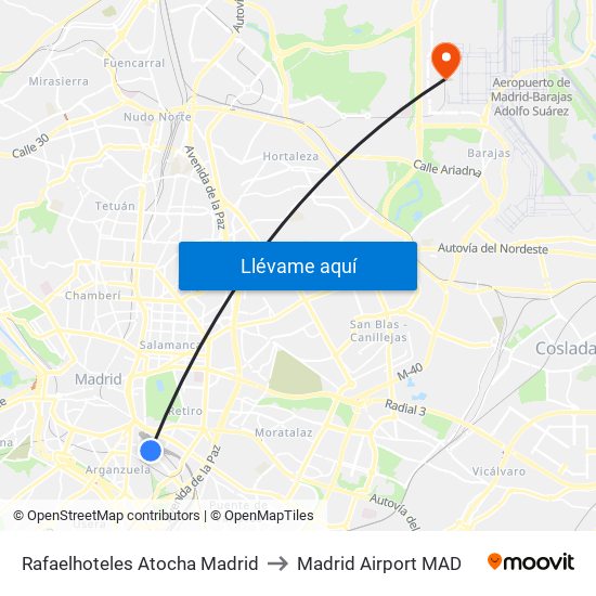 Rafaelhoteles Atocha Madrid to Madrid Airport MAD map