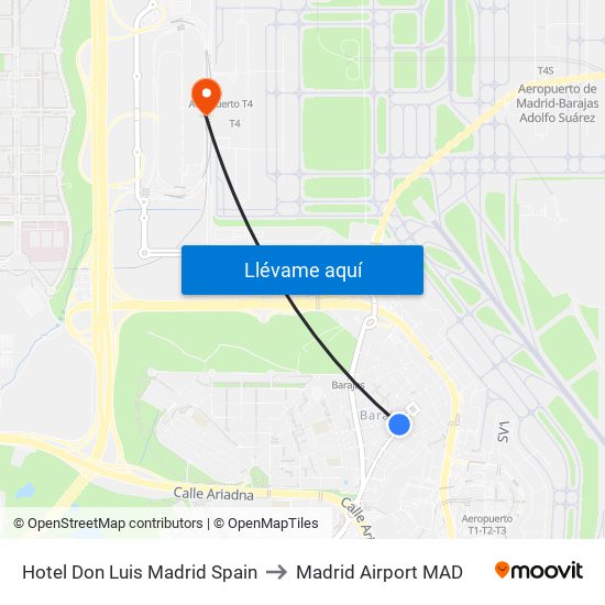 Hotel Don Luis Madrid Spain to Madrid Airport MAD map