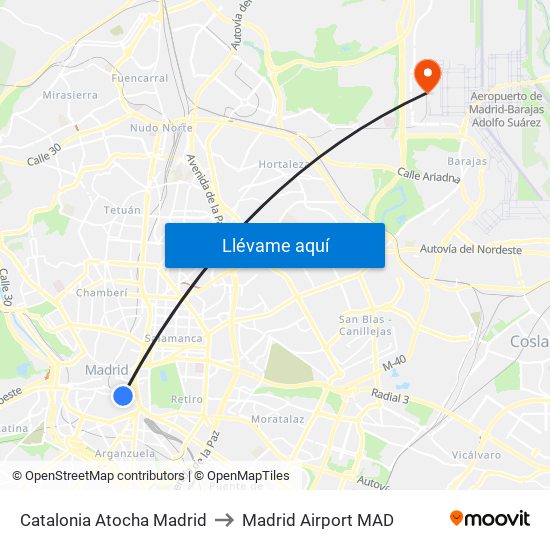 Catalonia Atocha Madrid to Madrid Airport MAD map