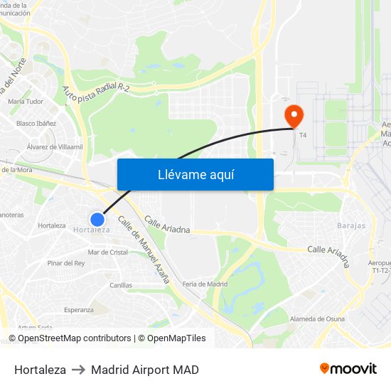 Hortaleza to Madrid Airport MAD map
