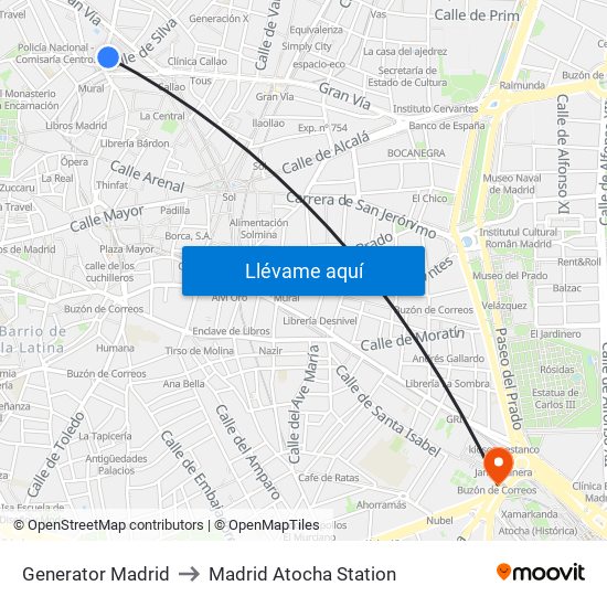 Generator Madrid to Madrid Atocha Station map