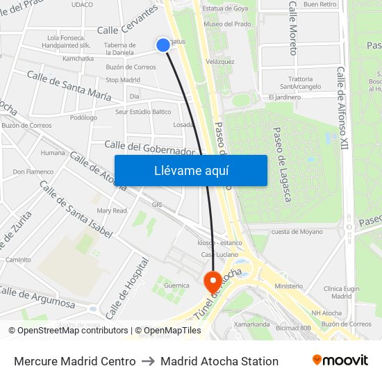 Mercure Madrid Centro to Madrid Atocha Station map