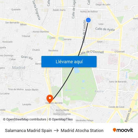 Salamanca Madrid Spain to Madrid Atocha Station map