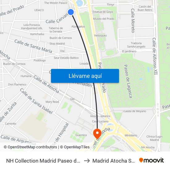 NH Collection Madrid Paseo del Prado to Madrid Atocha Station map