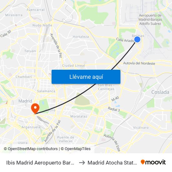 Ibis Madrid Aeropuerto Barajas to Madrid Atocha Station map