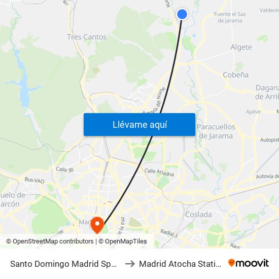 Santo Domingo Madrid Spain to Madrid Atocha Station map