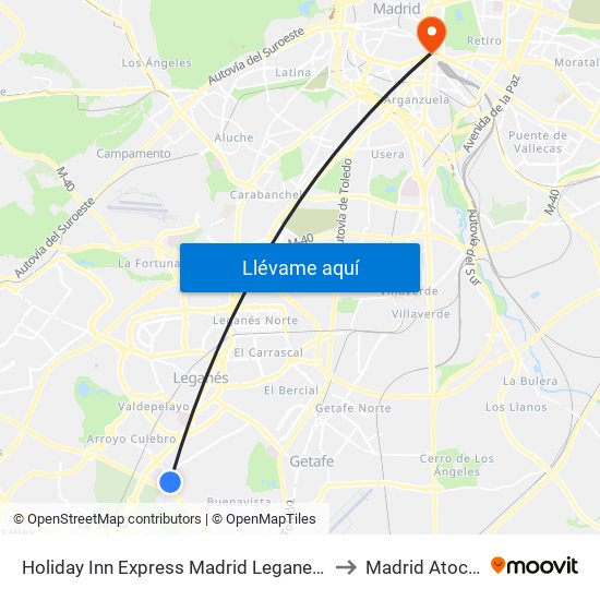 Holiday Inn Express Madrid Leganes an IHG Hotel Leganés to Madrid Atocha Station map