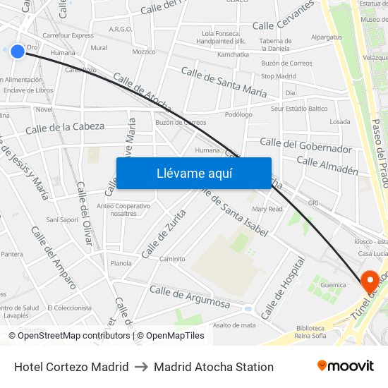 Hotel Cortezo Madrid to Madrid Atocha Station map